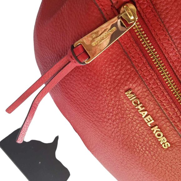 Michael Kors Red Pebbled Leather Hobo Shoulder Bag - Picture 2 of 9